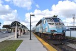 Miami Airport bound Tri-Rail train about to stop at Hialeah Market Station